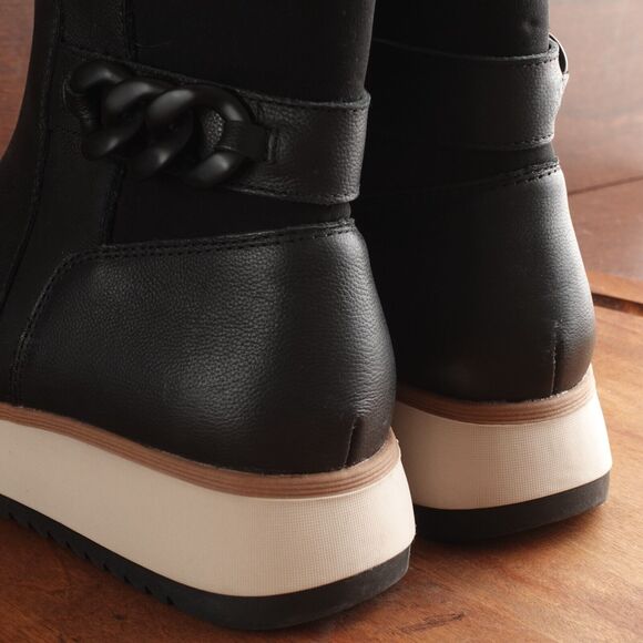 Clarks Boots Womens SZ 9M Black Zylah Rose Wedge Ankle Leather Side Zip Comfort - Picture 7 of 14